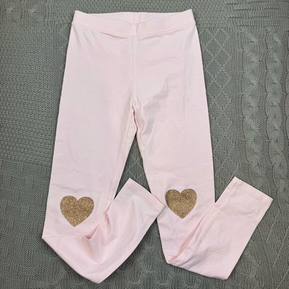 Crewcuts Pink Kids Leggings with Gold Heart Accents ~ L - Picture 1 of 8
